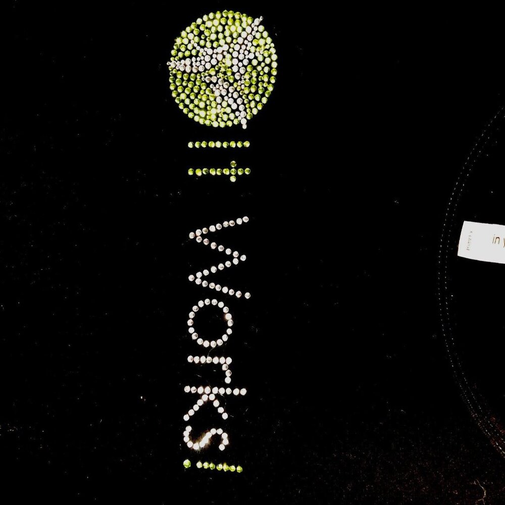 It Works Global Women’s Shirt It Works Bling Black/Green Studded T-Shirt - Picture 3 of 10